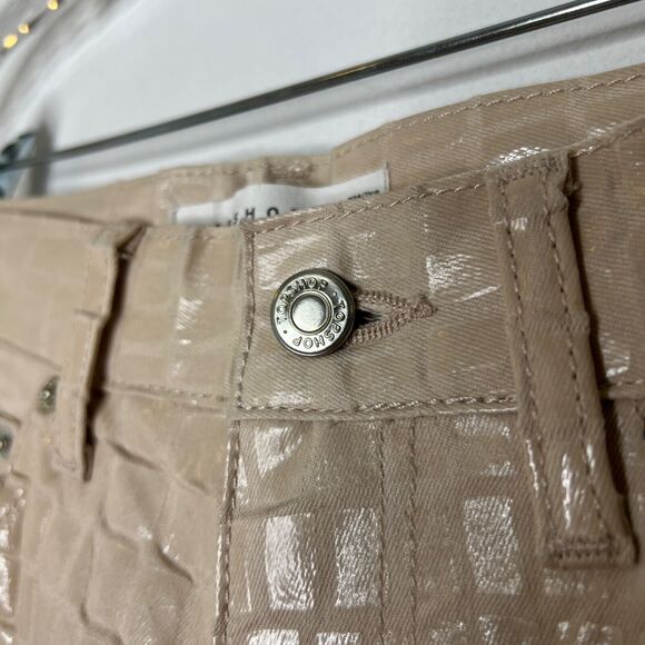 Topshop Crocodile Print Pants Women's Size 28 Beige Faux Leather High Rise NEW - Picture 3 of 10